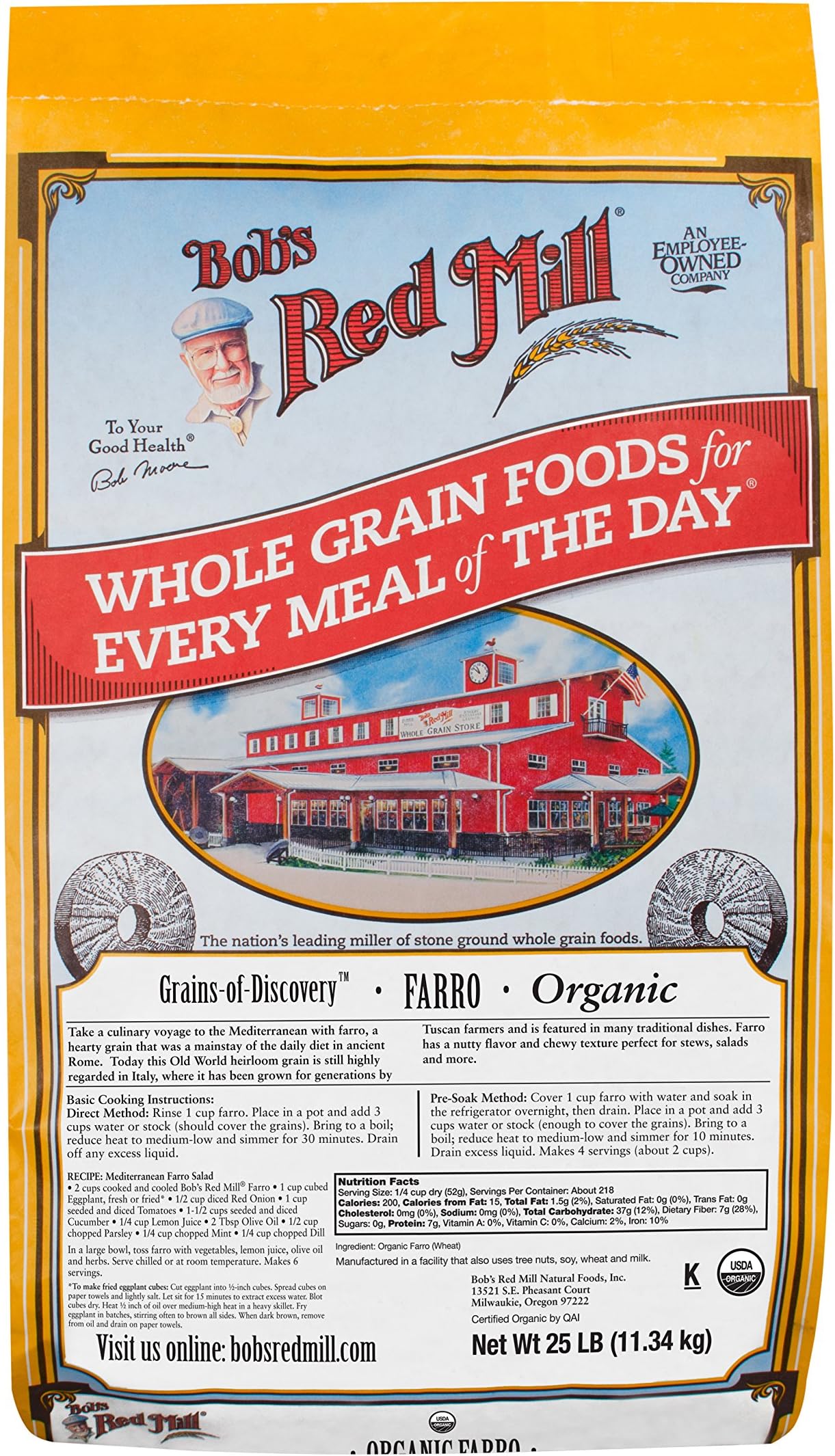 BOB'S RED MILL Organic Farro, 11.34 kg