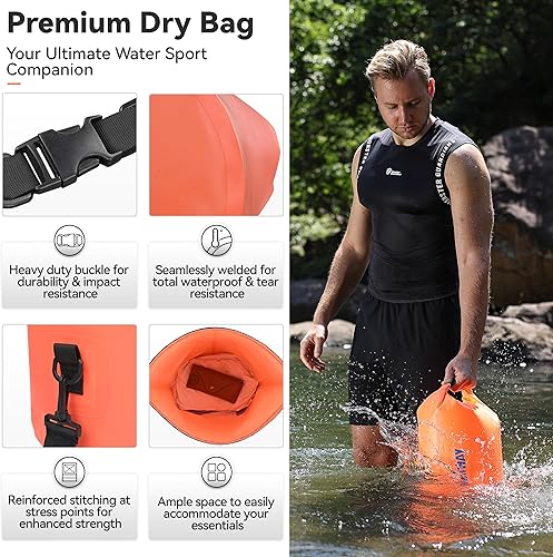 Miniatura 2 de MARCHWAY - Bolso seco flotante e impermeable 1.32/2.64/5.28/7.93/10.57 galones, parte superior enrollable, mantiene secos equipos de kayak rafting