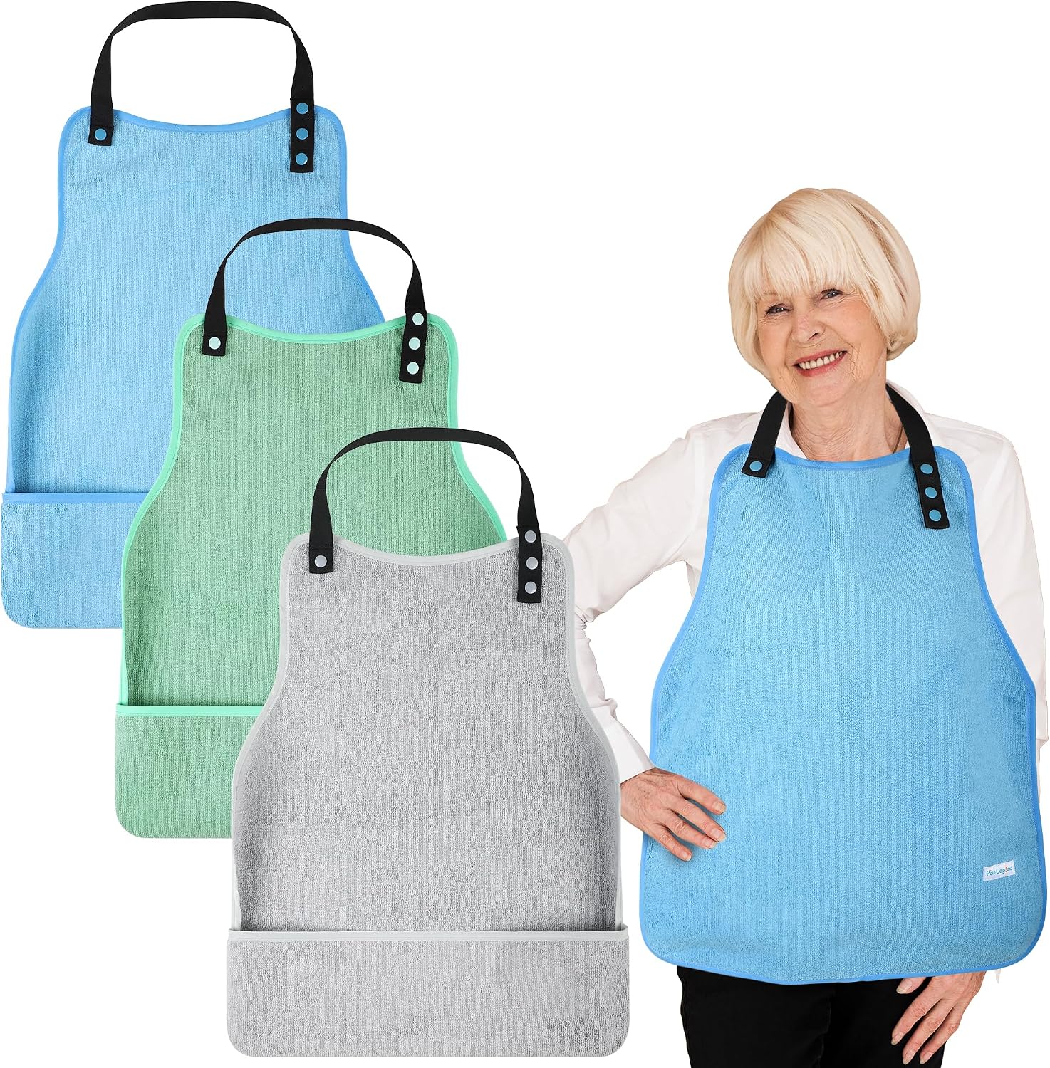 Paw Legend 3 Pack Adult Bibs for Women Men Seniors Bibs for Adults for Elderly Eating Washable Clothing Protectors