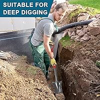 Vista 6 de Pala de drenaje para jardín, pala dentada, pala de sierra de raíz con mango de madera para excavar, cortar raíces, trasplante, zanja, 44 pulgadas