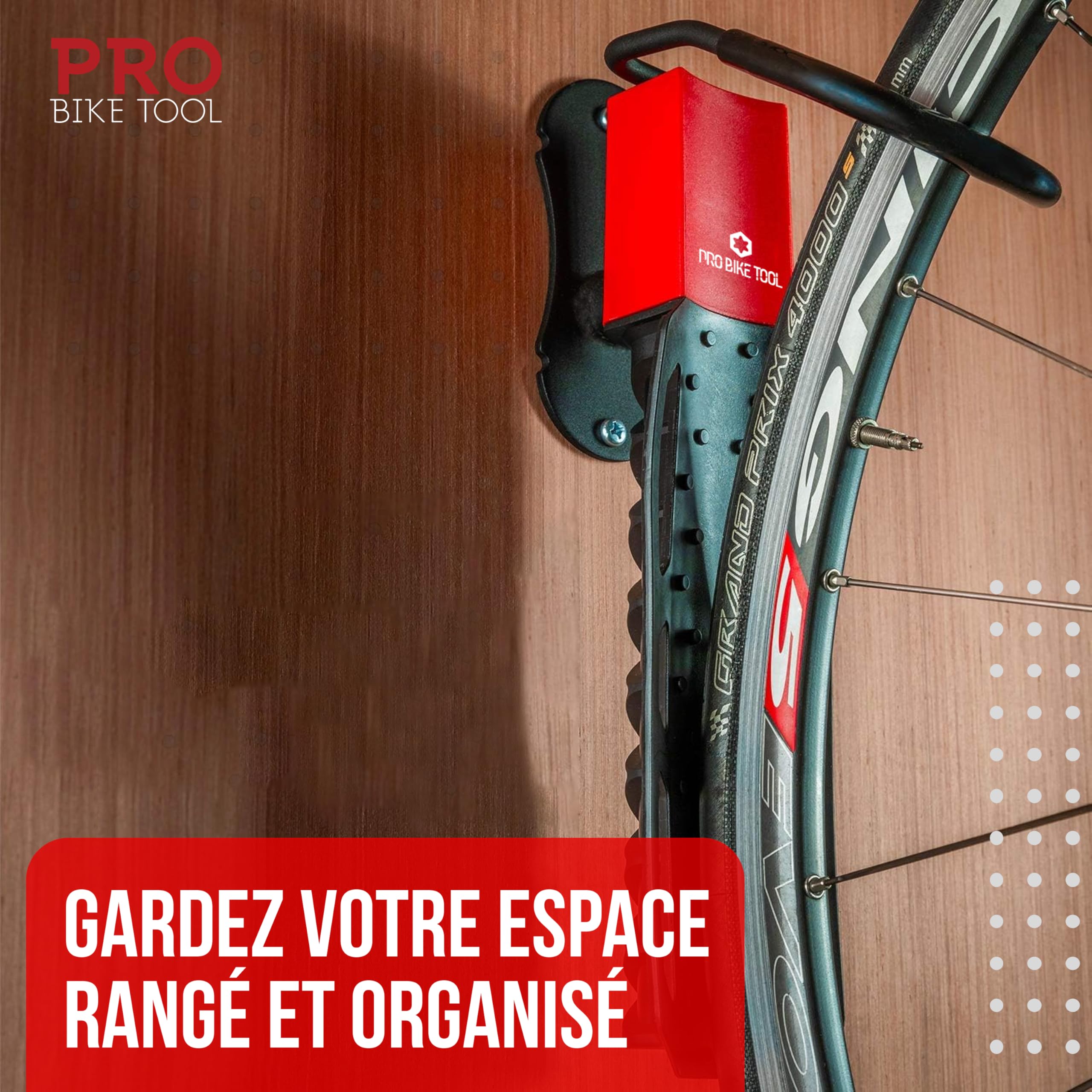 PRO BIKE TOOL Support Mural pivotant pour vélo - Support de Rangement Vertical intérieur pour 1 vélo dans Le Garage ou à la Maison - Porte-vélos - Crochet pour vélo
