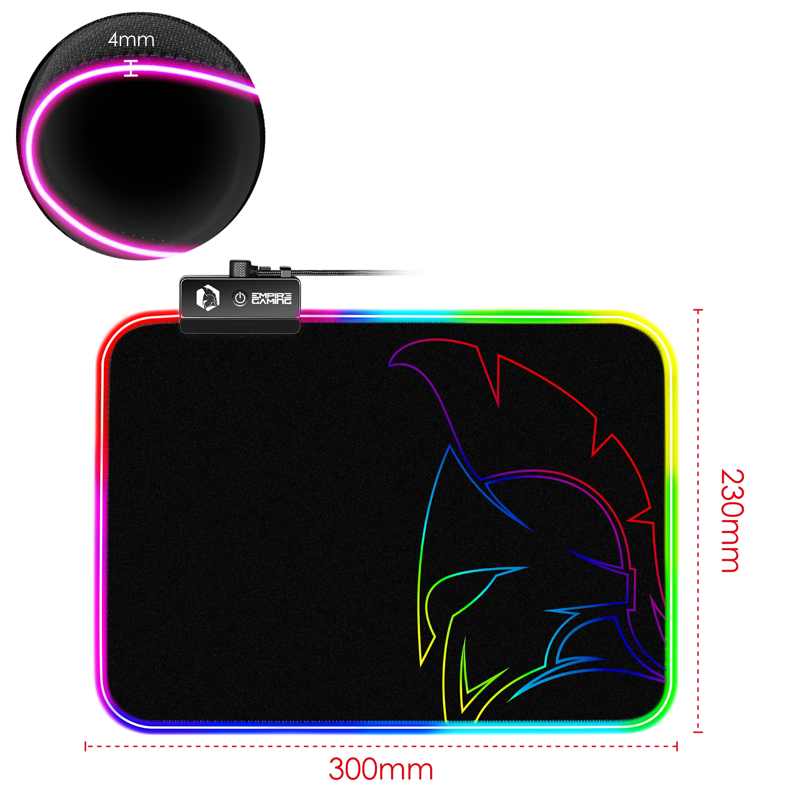 EMPIRE GAMING Dark Rainbow RGB Podkładka pod mysz - 12 trybów oświetlenia LED - Podkładka pod mysz z jasnym podświetleniem - wodoodporna i antypoślizgowa guma - Do gier na PC, MAC i laptopa - 300 x