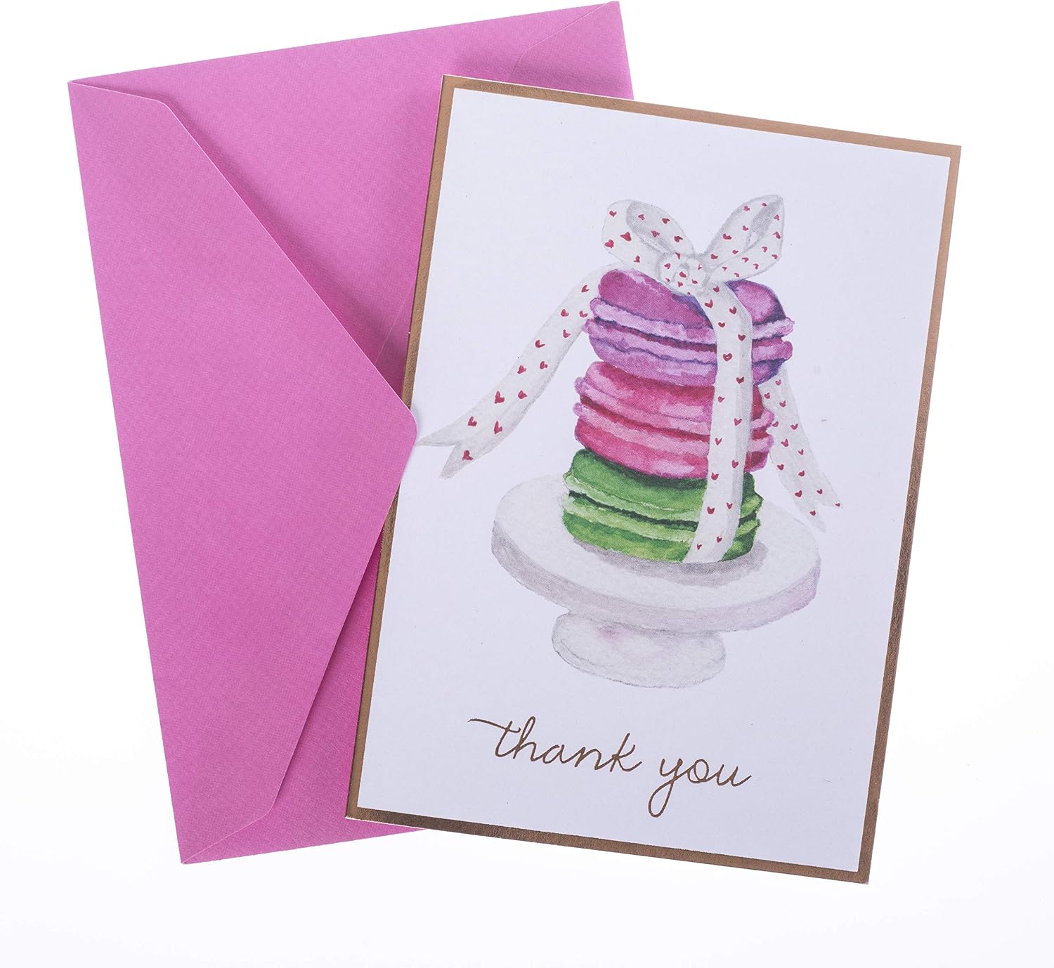 Graphique Watercolor Macaroons Boxed Notecards, 16 Blank Embellished Gold Foil Cards with Matching Envelopes and Storage Box, 3.25" x 4.75"