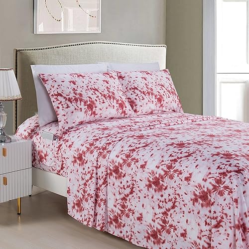 Elegant Comfort Aria - Juego de sábanas de microfibra con teñido anudado en espiral de 6 piezas, suave, resistente a la decoloración y a las