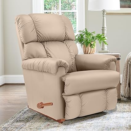 LA Z BOY American Imported Pinnacle Single Seater Manual Soft Suede Fabric Reclina Rocking Recliner | Padded Relaxing Chair | Home Office Living Bed Room | 10 Years Warranty | Pebble