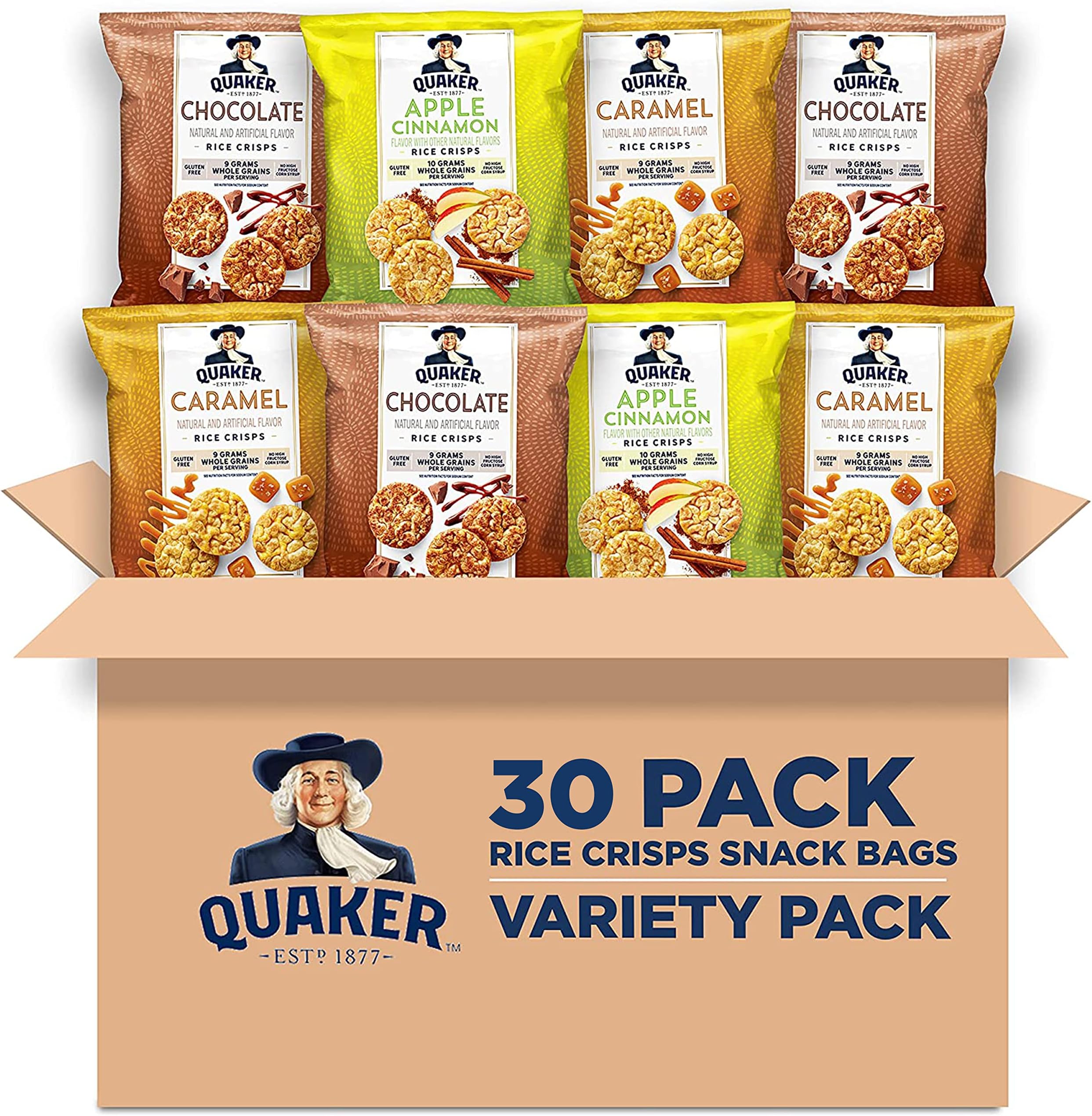 Amazon.com: Quaker Rice Crisps, Gluten Free, 3 Flavor Sweet Variety Mix ...