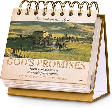 Desk Calendar - Christian Gifts/Religious Gifts for Women, Bible Gifts, 4.8" x 5.5", 365 Days of Inspriational Quotes, Flip Calendar for Desk with Thick Paper, Twin-Wire Binding - Promises