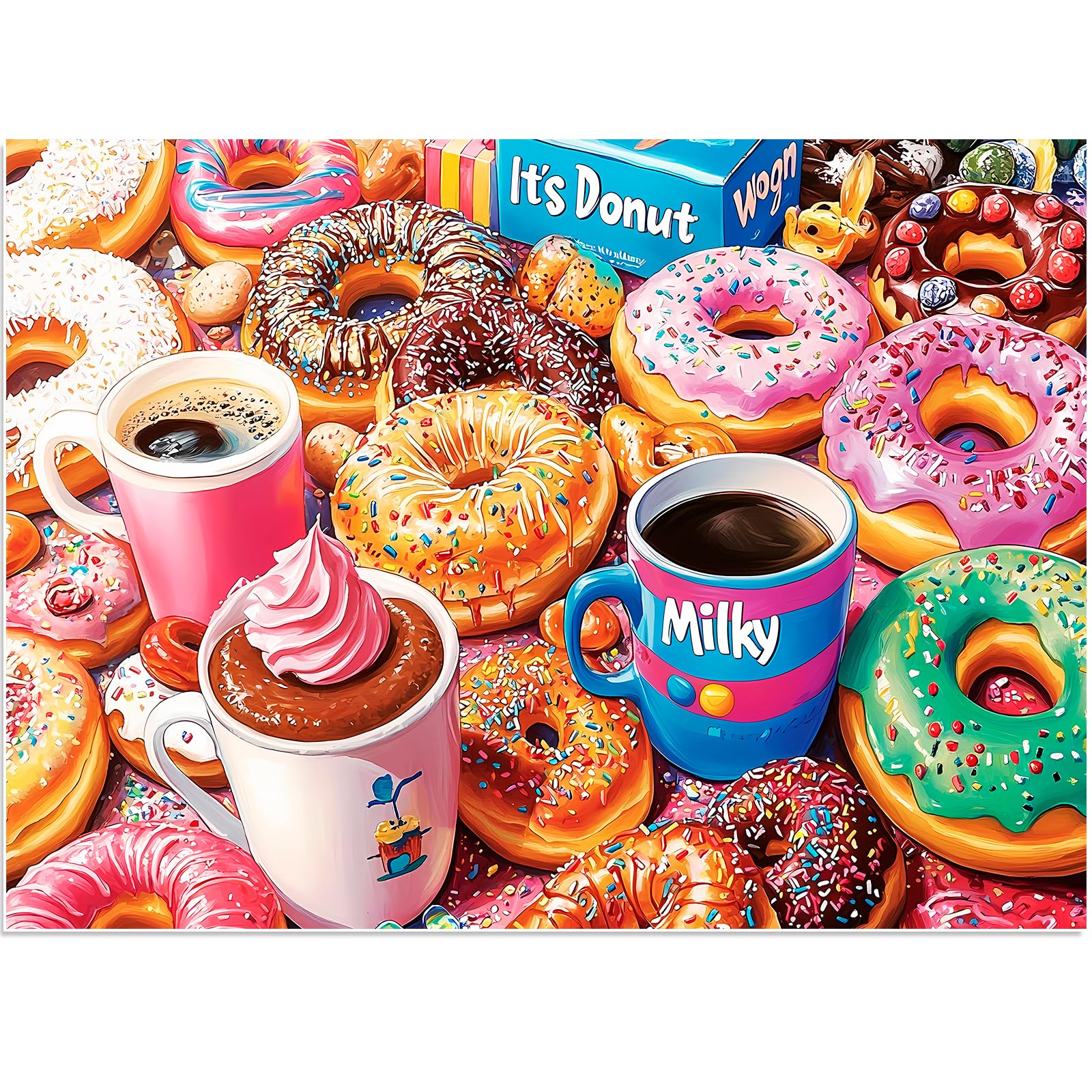 500 Pieces Puzzles for Adults, Colorful Donuts Puzzle for Adults Seniors, Recycled Paper Jigsaw Puzzle 500 Pieces, Fit Together Perfectly Challenging