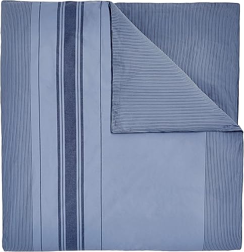 Miniatura 2 de Lacoste Anglet - Juego de funda de edredón reversible de algodón, 92 pulgadas de ancho x 96 pulgadas de largo, tamaño matrimonialqueen, color azul