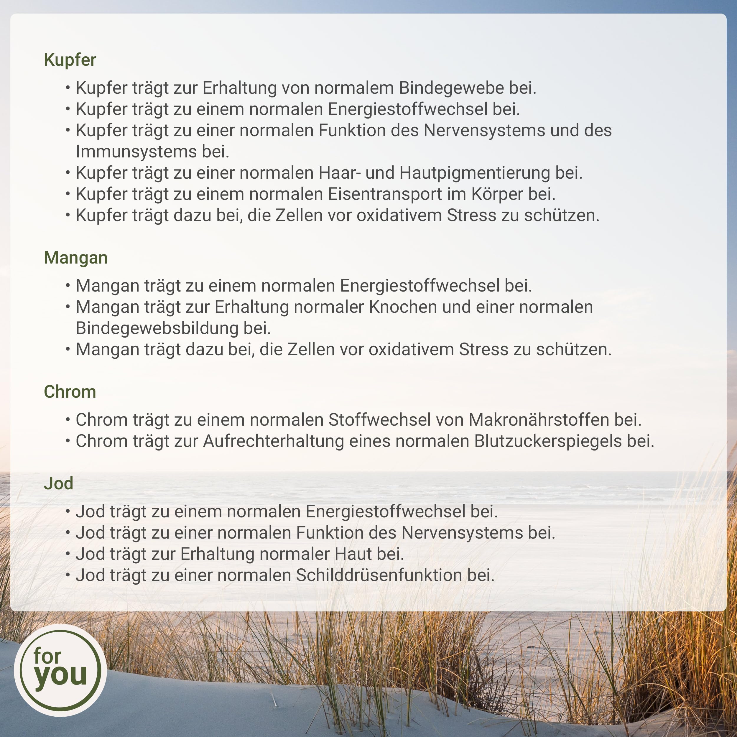 for you spurenelemente komplex 2x60 Kapseln Doppelpack - Multimineral mit Mineralien, Spurenelementen & natürlichem Vitamin C - vegan, hochdosiert - Für Energie, Stoffwechsel & Bindegewebe*