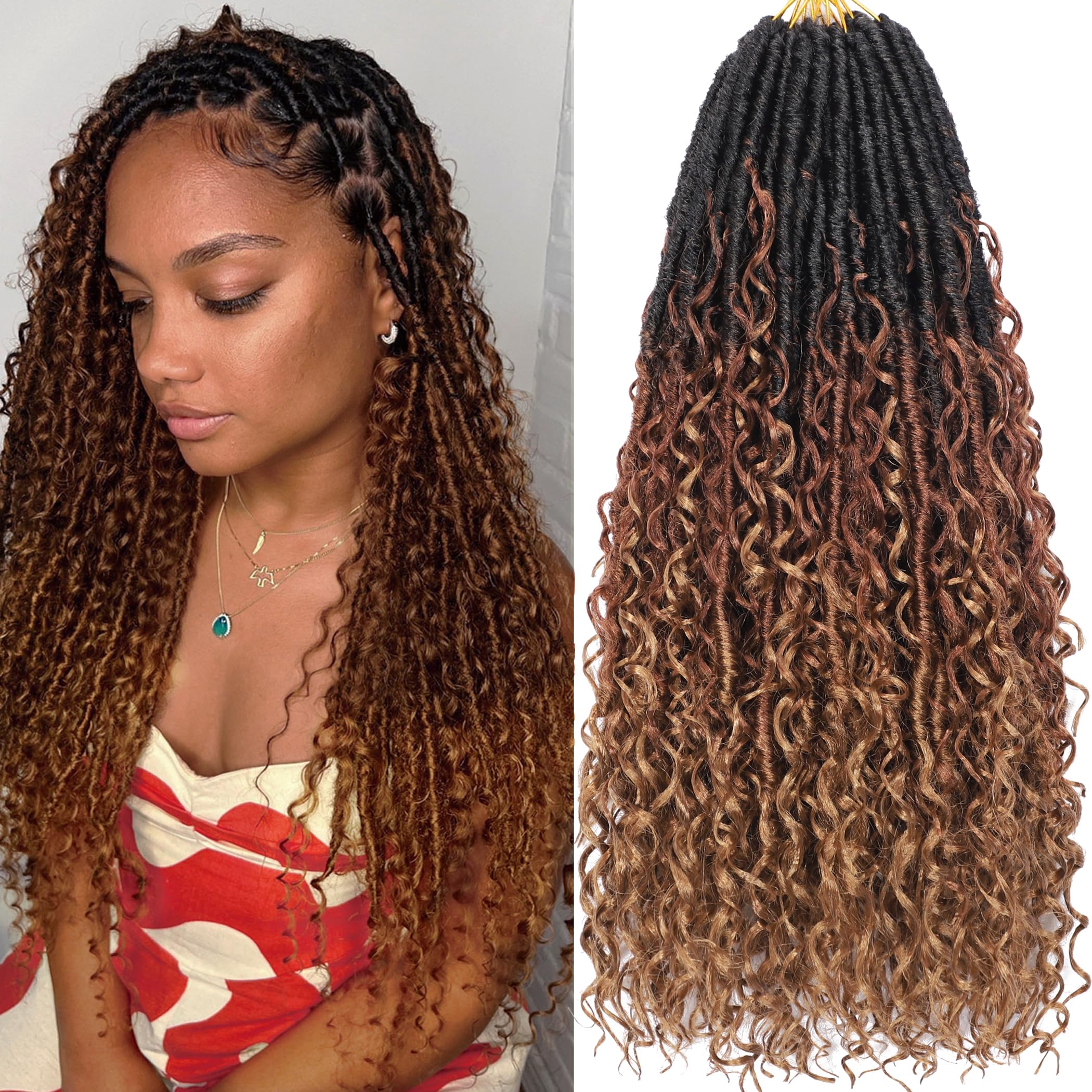 Amazon.com : Brown Blonde Ombre Goddess Locs Crochet Hair T1 