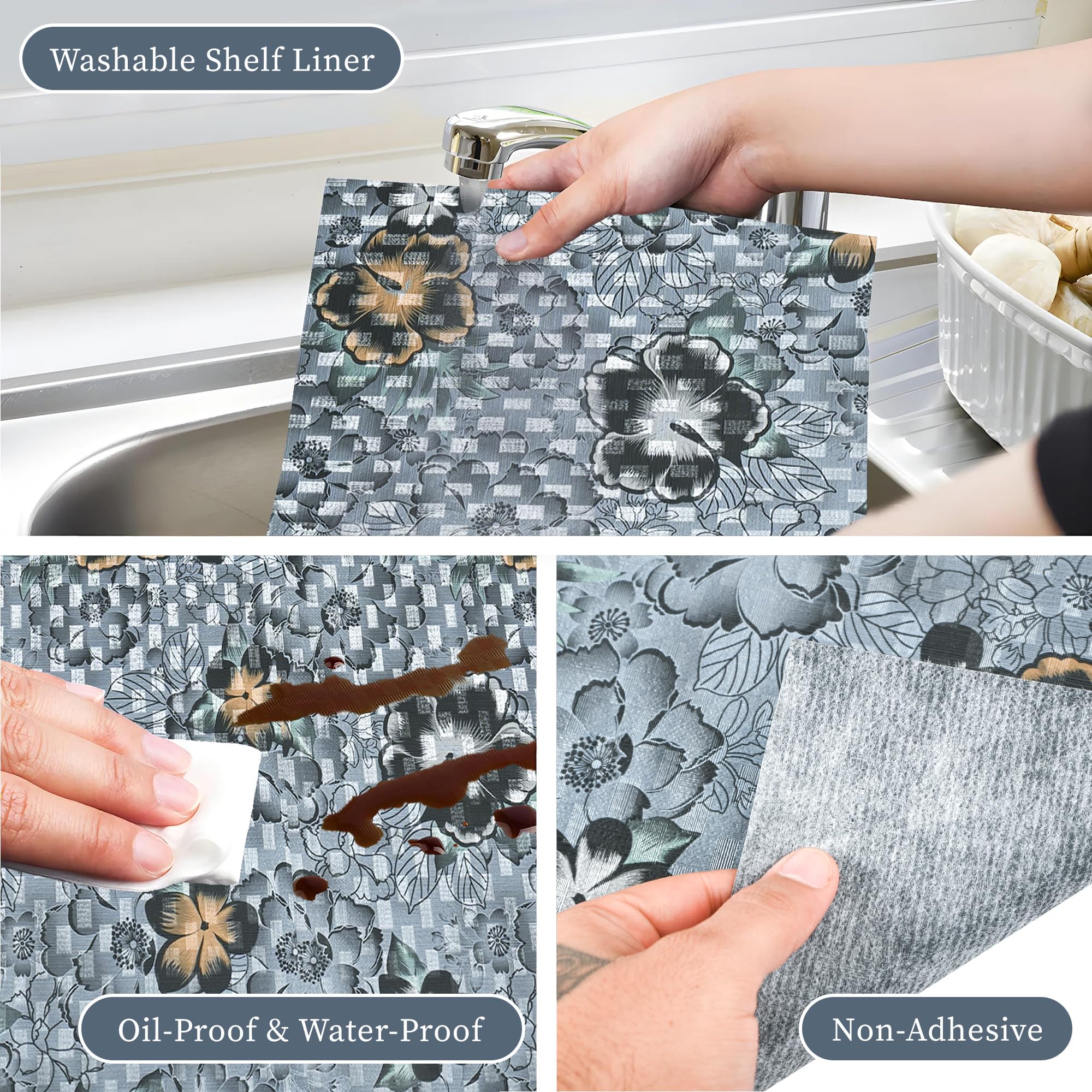 Kuber Industries Anti-Slip Shelf Liner - Floral Design -5 Kuber Industries Anti-Slip Shelf Liner - Floral Design -5