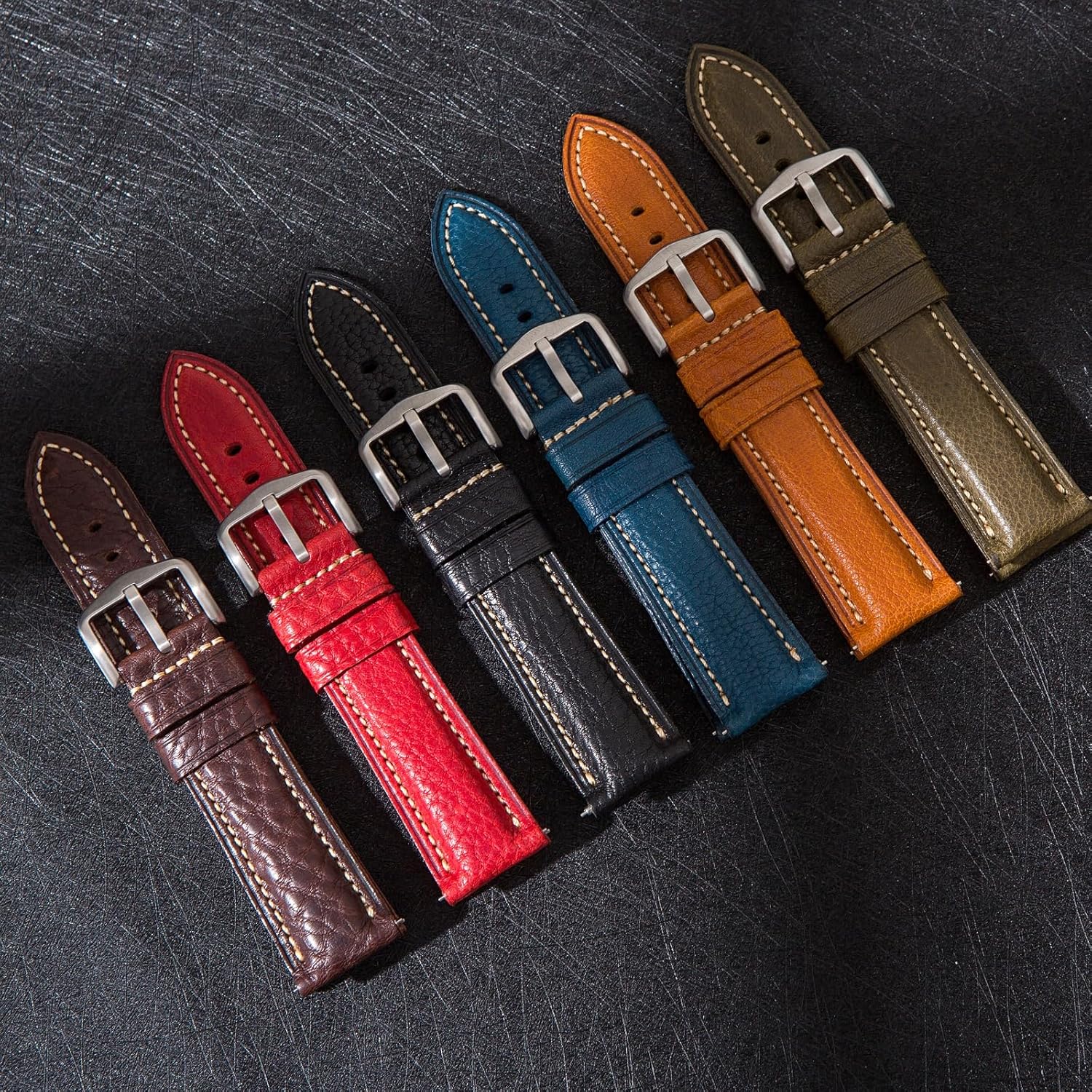 Premium Minerva Box Leather Watch Band - Luxury Italian Leather MBox Watch Strap from Badalassi Carlo tanneries- Quick-Release - 18mm, 20mm, 22mm, 24mm
