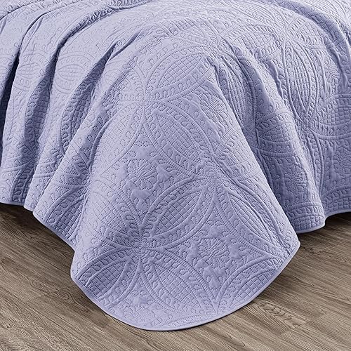 Miniatura 8 de Chezmoi Collection Austin - Juego de colcha extragrande de 3 piezas (tamaño Queen, lavanda)