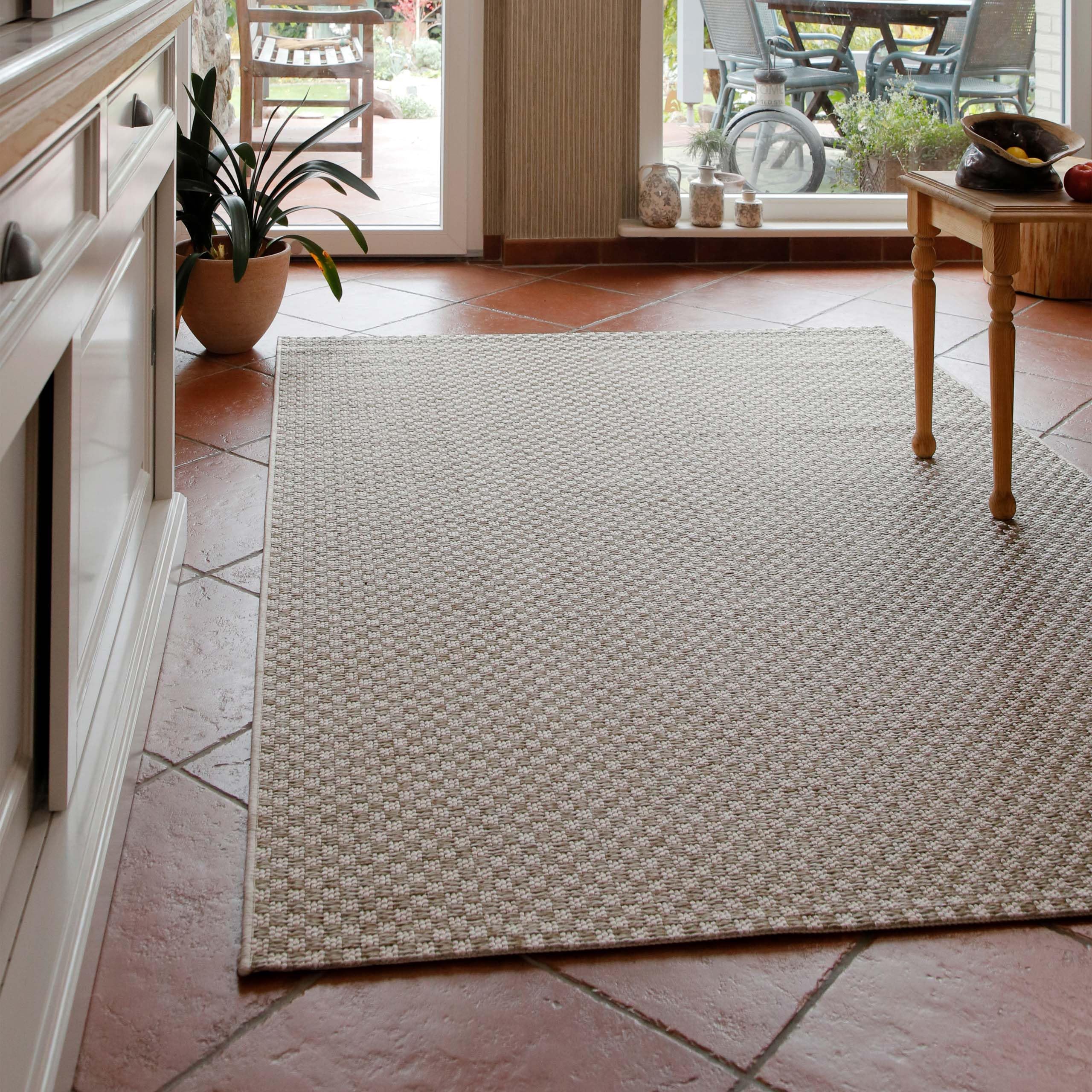 Wecon Home Dywan – tkany wszechstronny dywan do salonu, na balkon, do kuchni i przedpokoju – odporny na warunki atmosferyczne i łatwy w pielęgnacji – Miami South Beach (160 x 230 cm, piaskowo-beżowy)