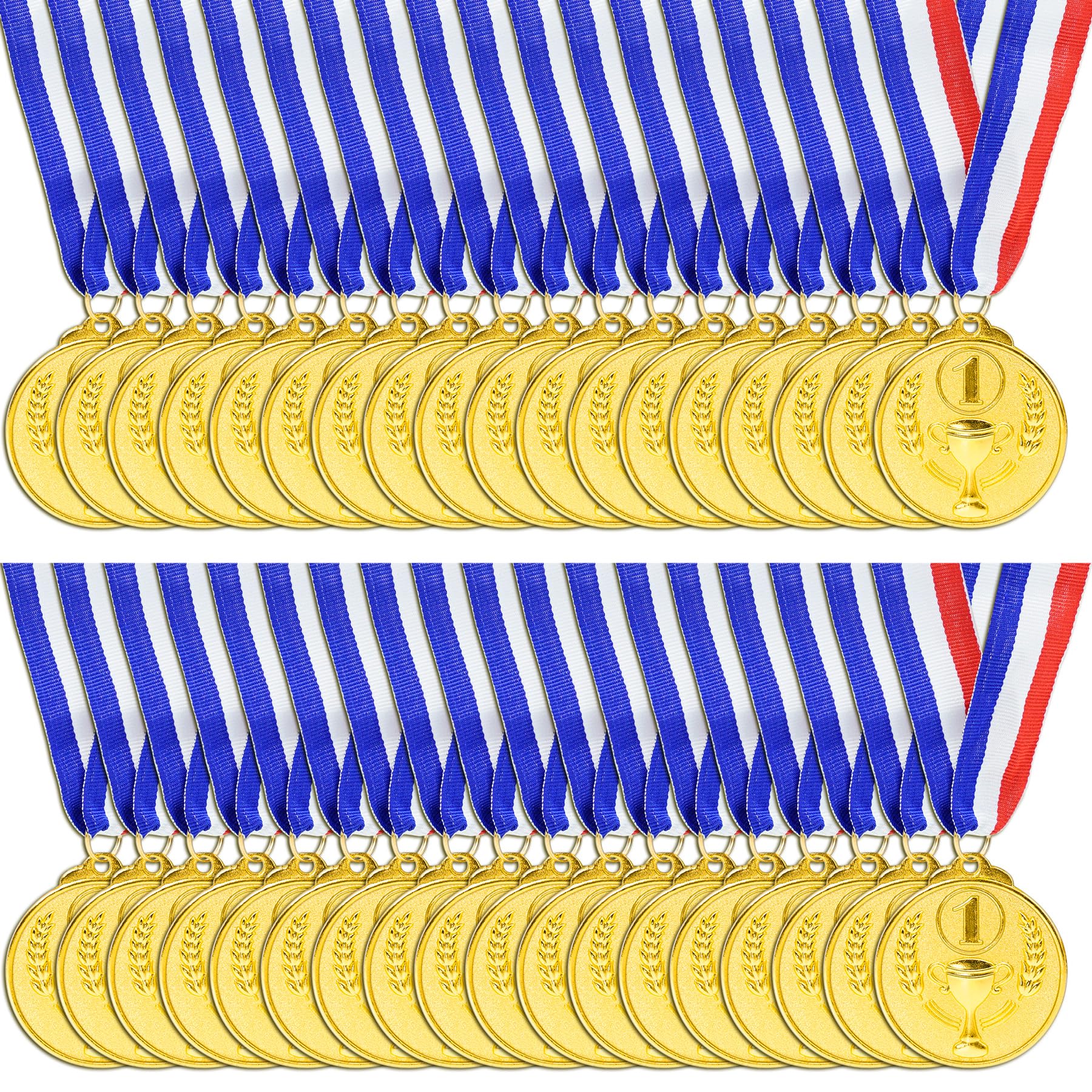 Brelet Médailles de Récompense en Métal doré avec Ruban 36 Pcs pour Compétition Sportive