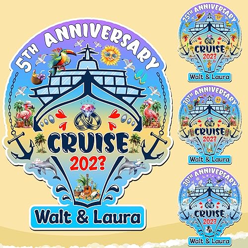 Imán de decoración de puerta de crucero para aniversario, reutilizable, personalizado, 25, 30, 40, 70 aniversario, decoración magnética para puerta