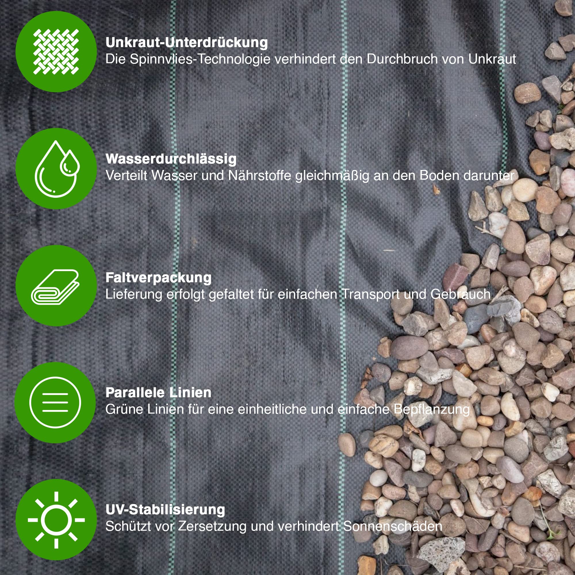GroundMaster Unkrautvlies Extra Stark (2 m Breit x 10 m Lang) - 100g/m² Unkrautvlies Wasserdurchlässig, Bodengewebe Unkrautflies für Garten, Hochbeet, Einfahrt usw., Anti Unkrautvlies Pflanzfolie