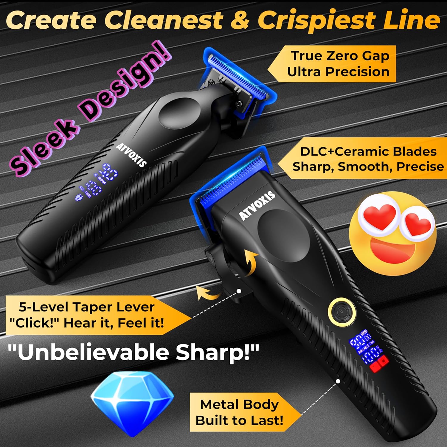 9000 RPM Brushless Motor Professional Hair Clippers Set for Men: Cordless Clippers & Zero Gap Trimmers with DLC Blades LED Display Fast Charging Stands Travel Pouch Maquina Para Cortar Pelo De Hombre