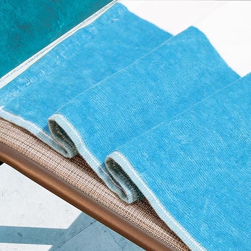 Miniatura 7 de Superior Toalla clásica para silla de descanso, algodón de alta calidad, de gran tamaño, para interiores y exteriores, con detalle de cojín a rayas,