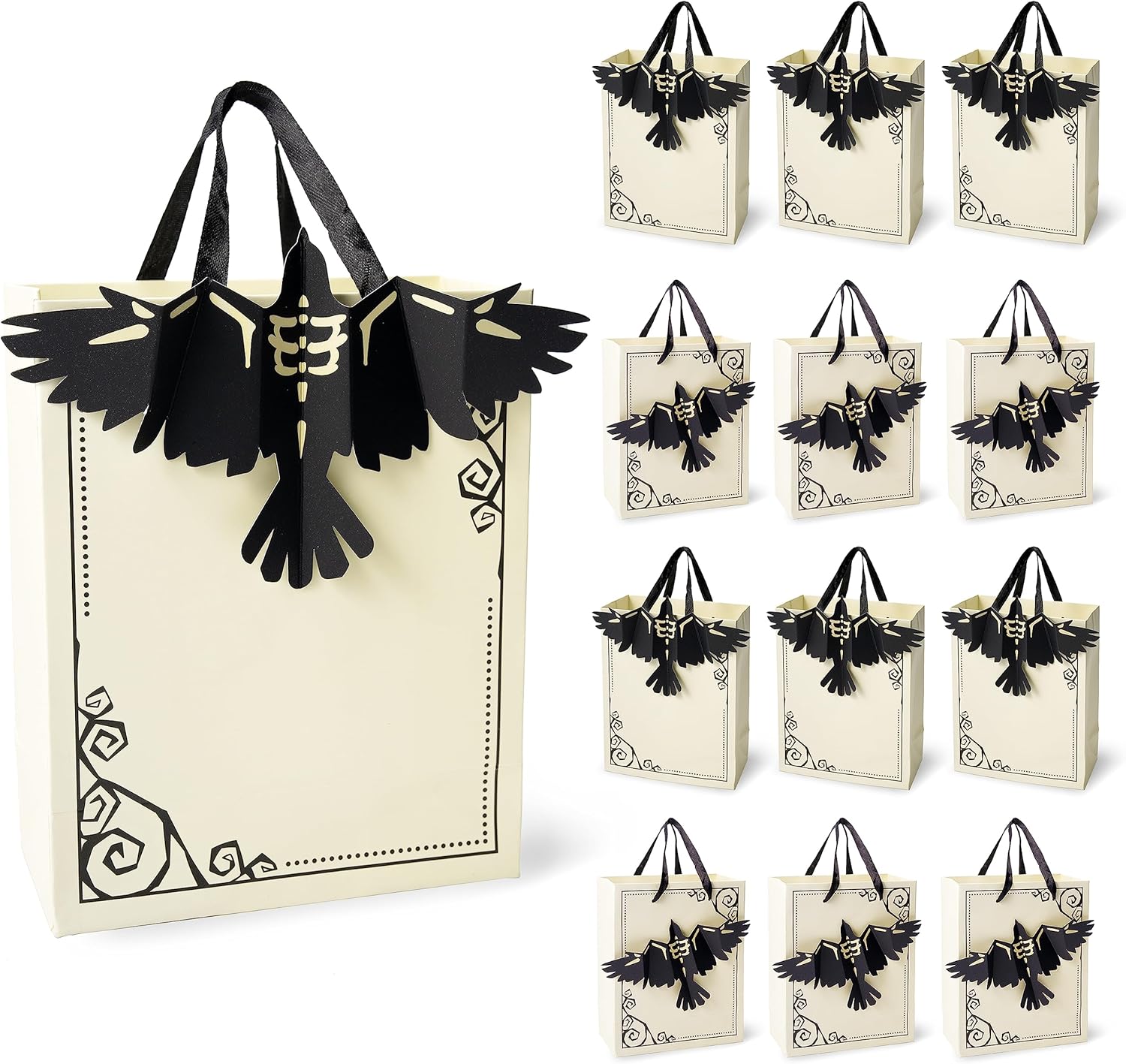 12 set Gothic Paper Crow Party Favor Gift Bags Halloween