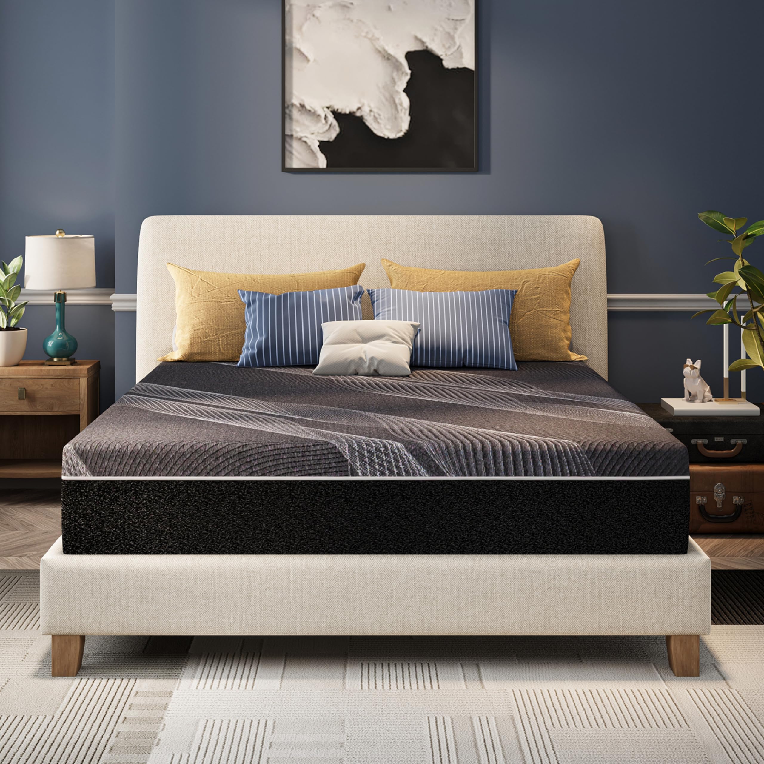 CH CHARME HOUSE Bamboo-Charcoal Queen Memory Foam Mattress 12 Inch, Liquid  Gel Mattress for Cool Sleep and Relieve Pressure, Bed in a Box, Made in USA