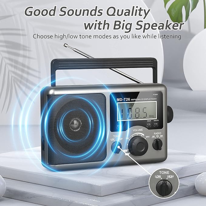 Radio portátil Greadio AM FM con pantalla LCD miniatura 5