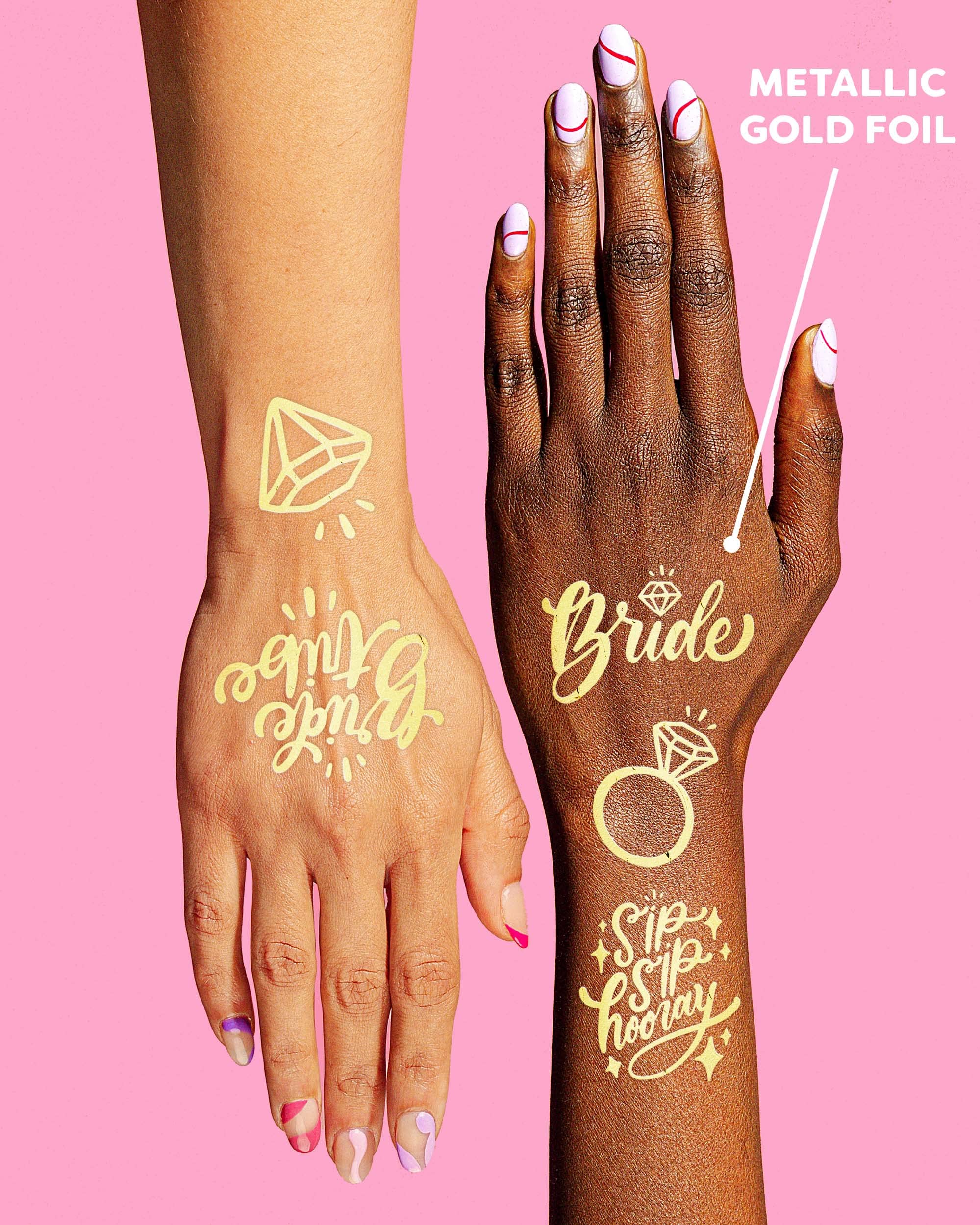 Amazon.com : xo, Fetti 30 Bride Tribe Metallic Tattoos | Bachelorette Party  Decorations, Bridesmaid Favor + Bride To Be : Beauty & Personal Care