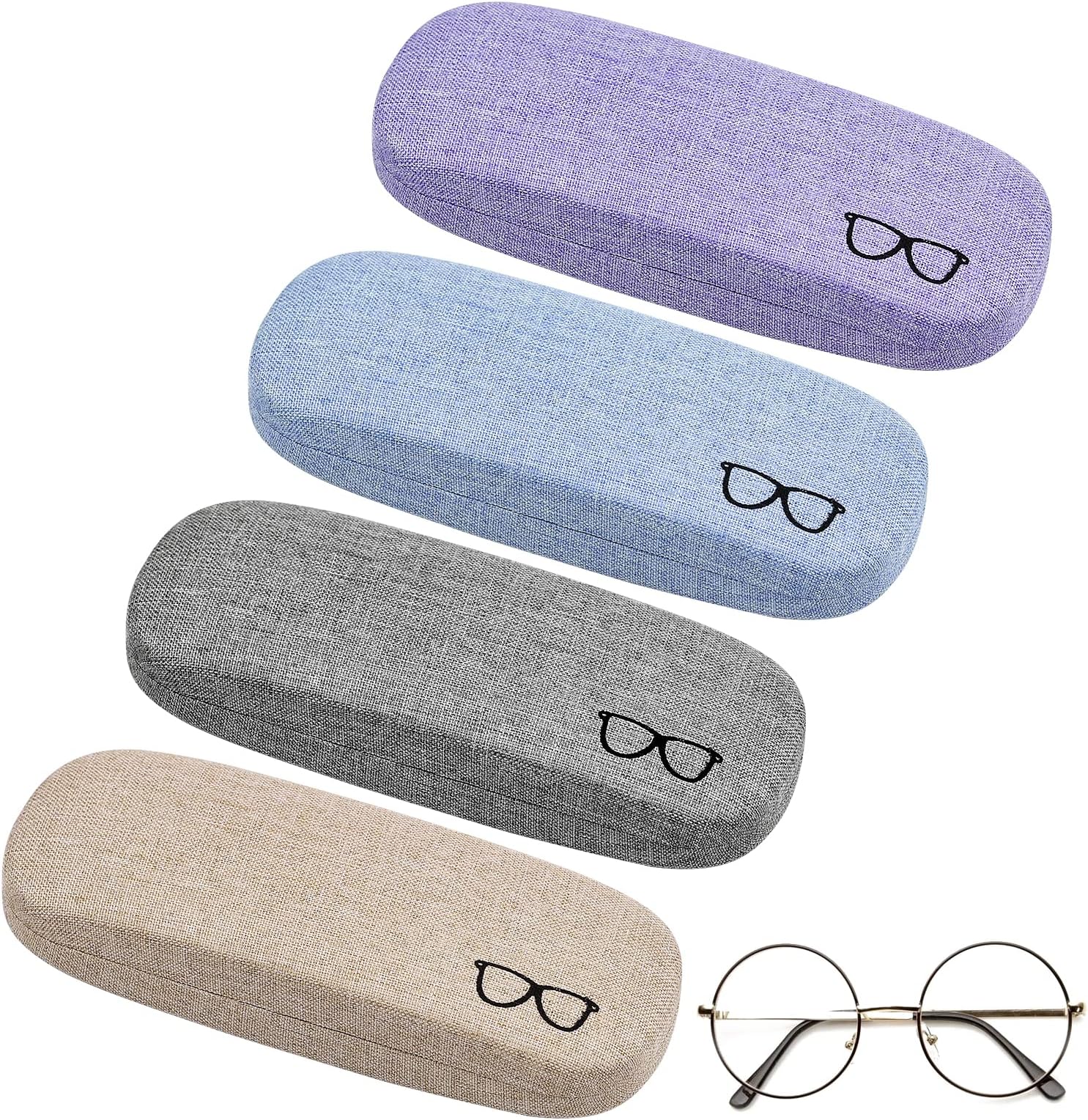 4 Pieces Glasses Case, Portable Hard Glasses Case for Glasses and Sunglasses Storage