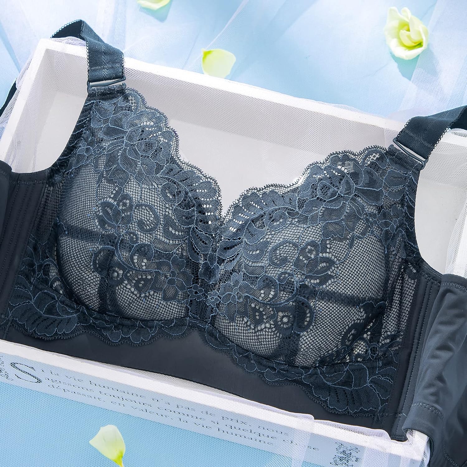 AILIVIN 34-40(B-DD) Women's Minimizer Wire Free Beauty Lace Non Padded Full Coverage Bra - Image 3