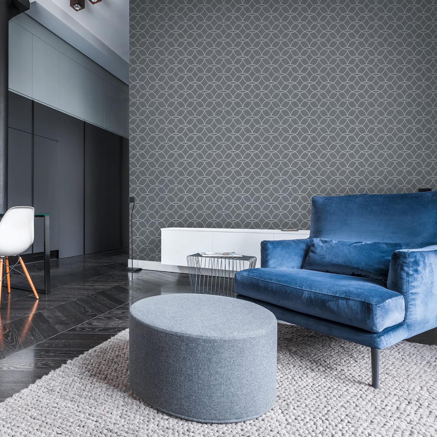 Geometric Wallpaper Villa Non-Woven Wallpaper 10.05 m x 0.53 m Grey Silver Made in Germany 375645 375645