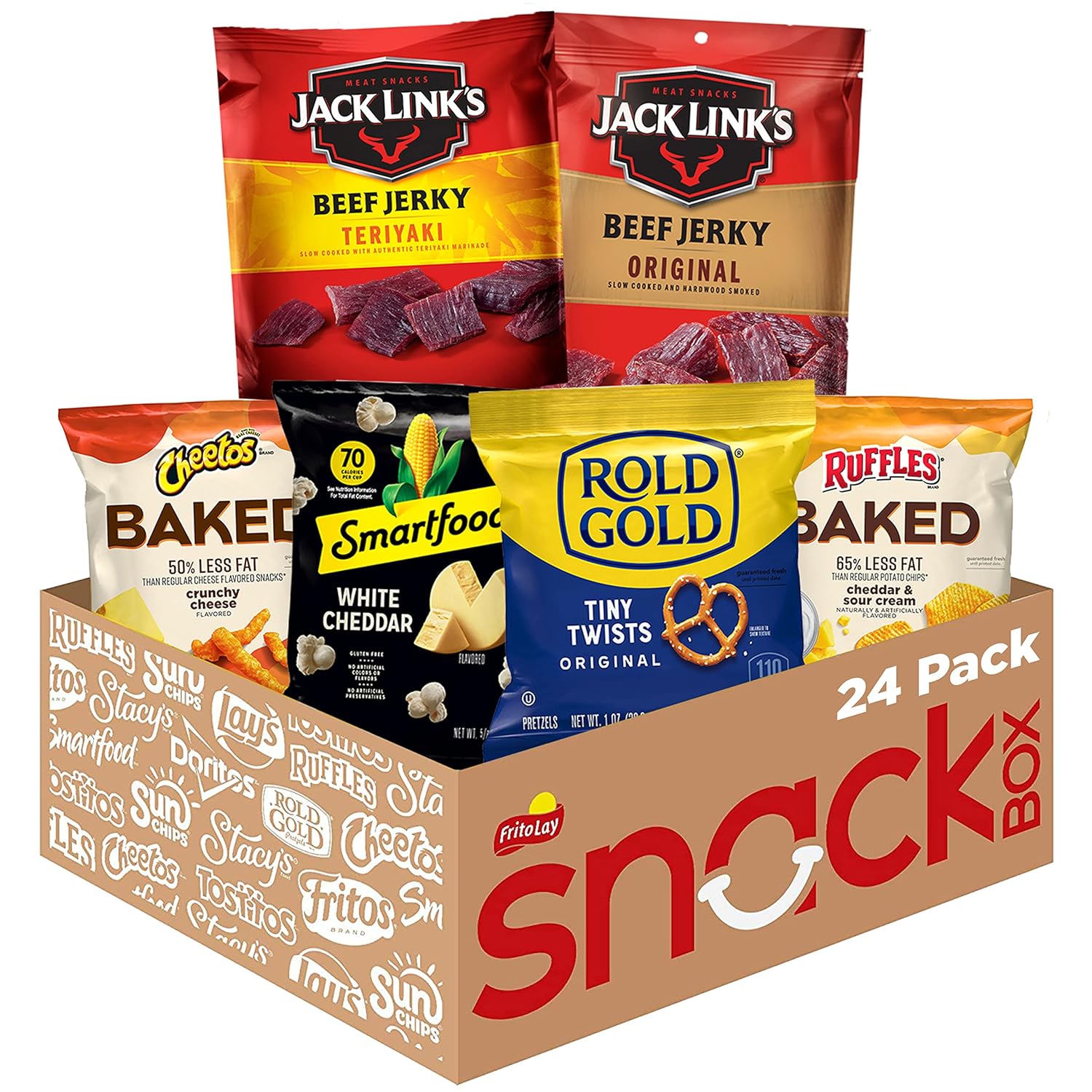 Frito-Lay Smart Snacks with Baked, Smartfood, Rold Gold and Jack Link’s Beef Jerky, 24 Count Variety Pack​ : Everything Else