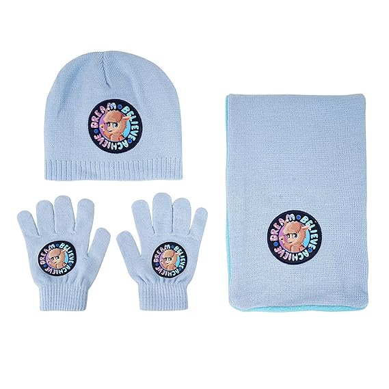 CRYA Woolen Cap, Hand Gloves and Muffler Set for Kids | Winter Wear and Accessories Combo for Girls and Boys | Kids Unisex Beanies, Neck Warmer and Scarf | Suitable Age: 5-14 Years Old