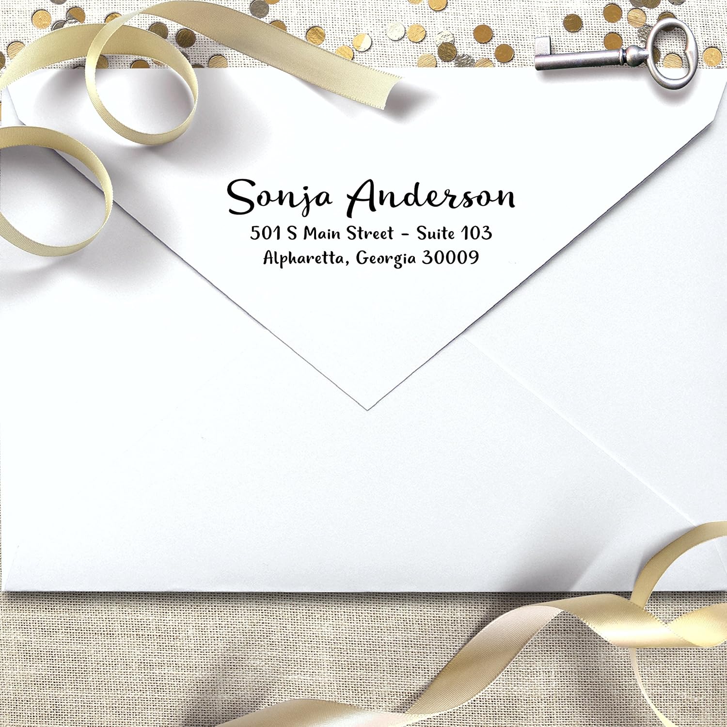 Fun and Funky Custom Personalized Self Inking Return Address Stamp - Great Wedding, Bridal Shower, Housewarming, Teacher, or Real Estate Client Gift