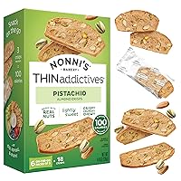 Vista 1 de Nonni's THINaddictives Galletas finas de almendras, galletas de pistacho y almendras, dulces crujientes y masticables, envueltas individualmente
