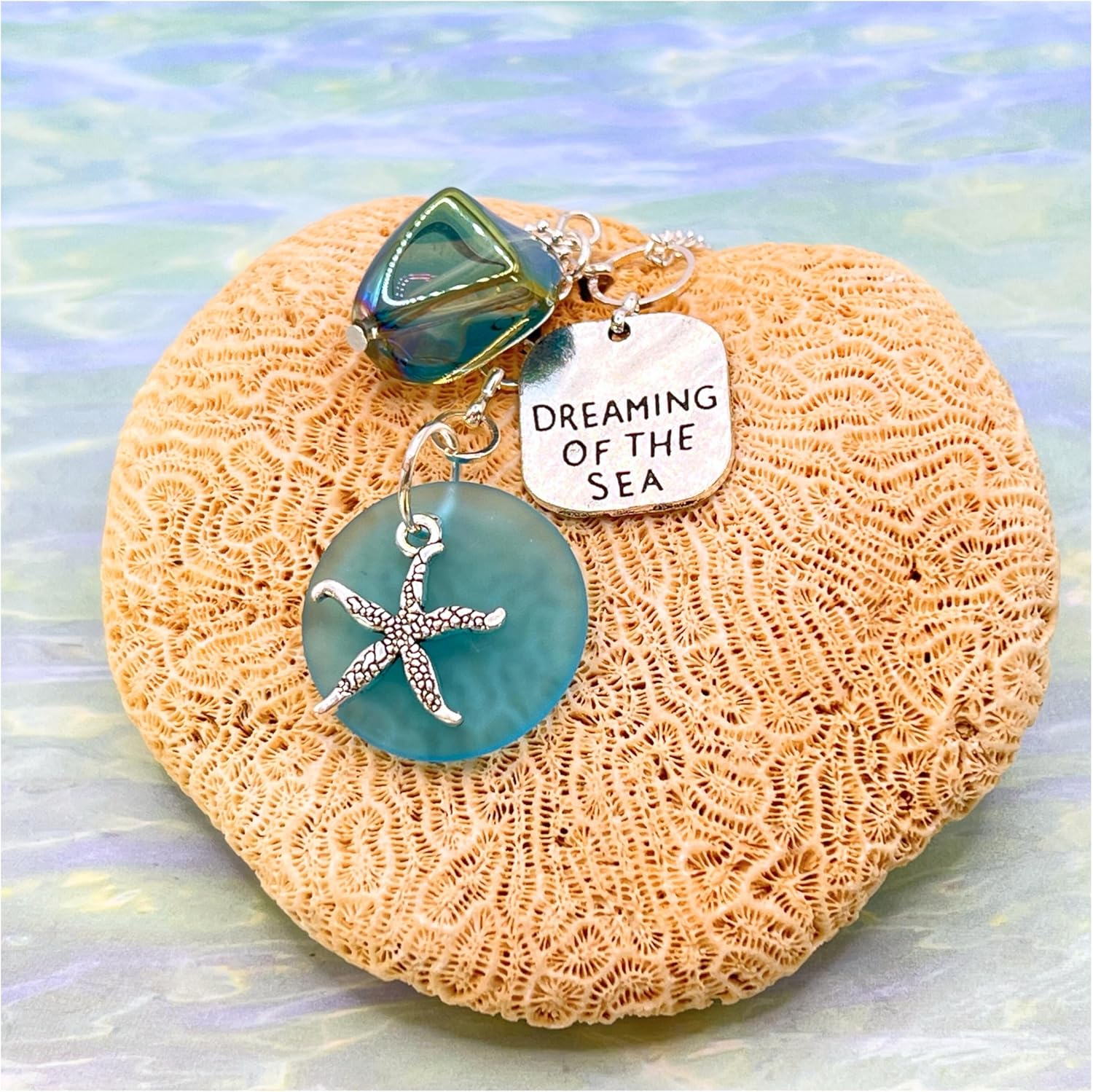 Rear View Mirror Charm, Sea Glass and Starfish Car Charm, Beach Quote, Mother's Day Gifts for Mom - Image 4