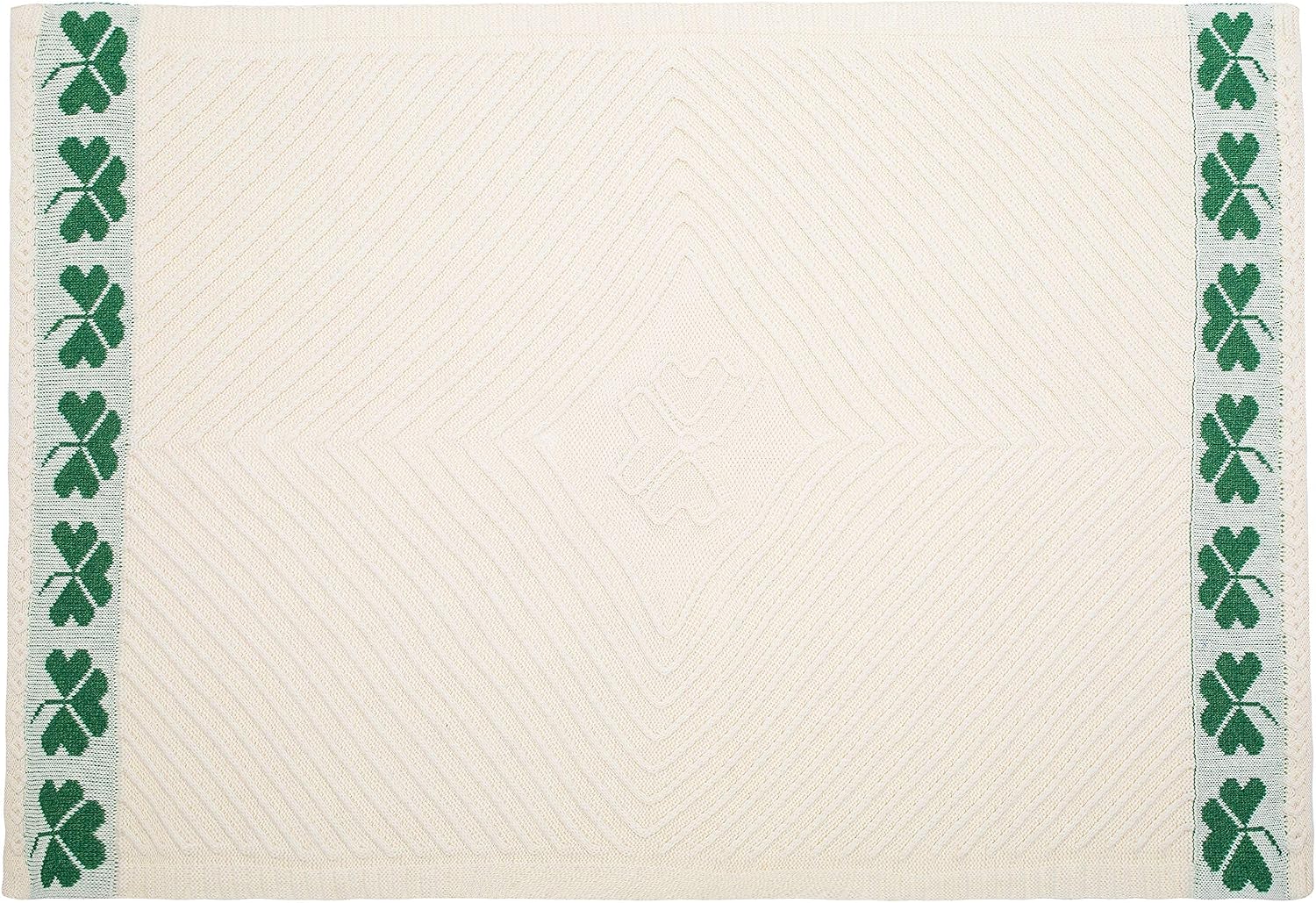 SAOL Shamrock Aran Throw Irish Blanket 100% Merino Wool 45''x 68'' (114 x 173 cm)
