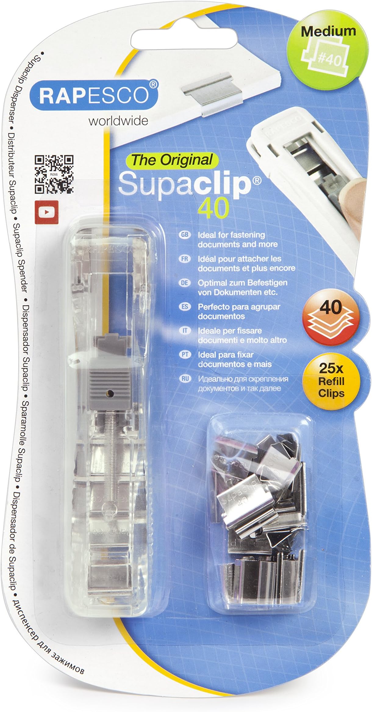RAPESCORC4025SS Supaclip 40 See Through Dispenser and 25 Stainless Steel Clips