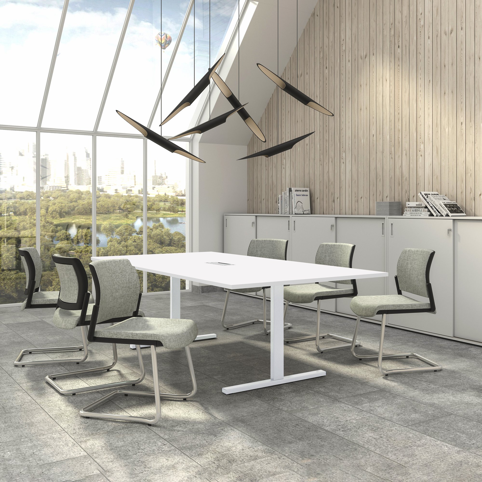 Weber Büro Easy Konferenztisch 240x120 cm Weiß mit ELEKTRIFIZIERUNG Besprechungstisch Tisch, Gestellfarbe:Weiß