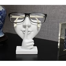 JewelryNanny Artsy Face Eyeglass Holder Stand - Sculpted Nose for Eyeglasses or Sunglasses, Keep a Secret, White