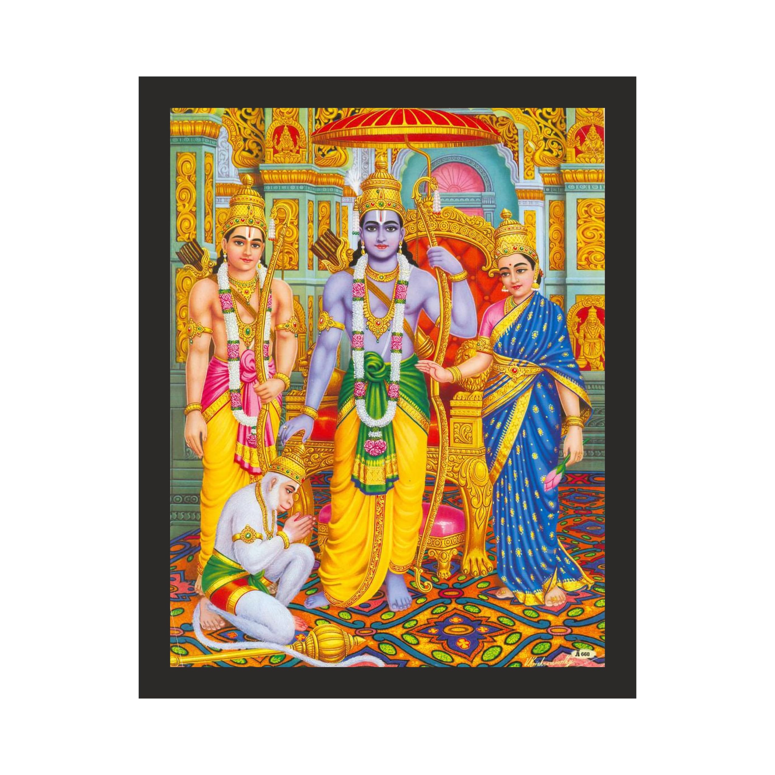 Ram Darbar: The Sacred Trinity - 8x10 Inches