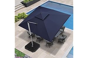 PURPLE LEAF Patio Umbrella 10ft x 12ft, Windproof Rectangle Cantilever Offset Umbrella, Navy Blue