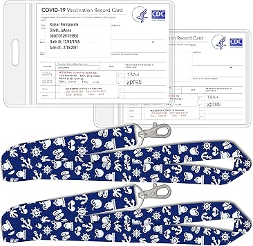 Waterproof Vaccine Card Holder & Lanyard 2 Pack 4x3 CDC Vaccination ID Protector for Travel, Cruise, Anywhere Immunization Cards Needed in 2026, 2027 & 2028, Blue