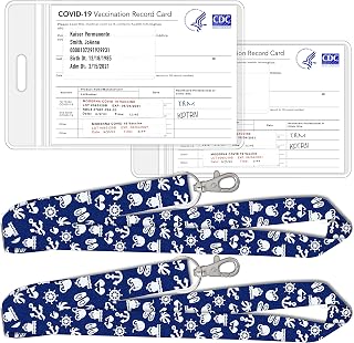 Waterproof Vaccine Card Holder & Lanyard (2 Pack) 4x3 CDC Vaccination ID Protector for Travel, Cruise, & Anywhere Immunization Cards Needed in 2026, 2027 & 2028, Blue