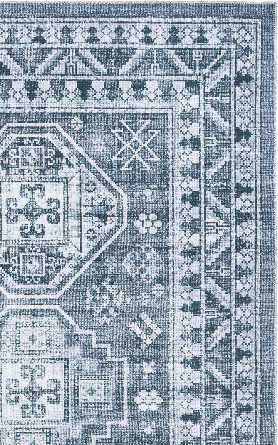 SAFAVIEH Washable Rug Arizona Collection - 8' x 10', Grey Green & Ivory, Slip Resistant & Easy to Clean, Ideal for Living Room, Bedroom, Home Office, Dining Space (ARZ108F)