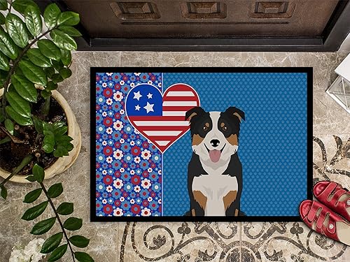 Miniatura 3 de Caroline's Treasures WDK5136JMAT Tapete tricolor Border Collie USA para interiores o exteriores, 24 x 36 pulgadas, tapete para puerta delantera,