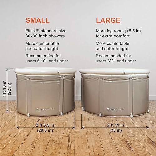 Miniatura 7 de Bañera portátil (grande) de Homefilos, baño de hielo y sumersión fría para atletas, bañera japonesa inflable de tamaño adulto para regadera