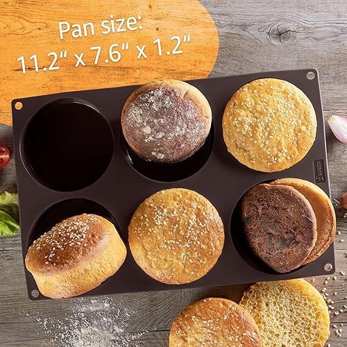 Miniatura 3 de LURCH Germany Flexiform - Molde de silicona antiadherente para panecillos de hamburguesas, molde perfecto para pasteles pequeños o pan, 6 cavidades