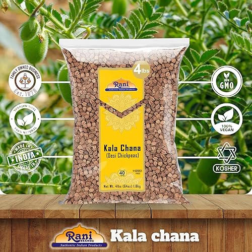 Miniatura 5 de Rani Kala Chana (garbanzos Desi Chana con piel) 64 oz (4 libras) 4.0 lbs a granel  Todo natural  Apto para gluten  Sin OMG  Kosher  Vegano  Origen