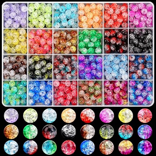 Juego de 600 cuentas de acrílico multicolor de 0.315 pulgadas para hacer joyas, cuentas redondas de acrílico para pulseras, collares, aretes,